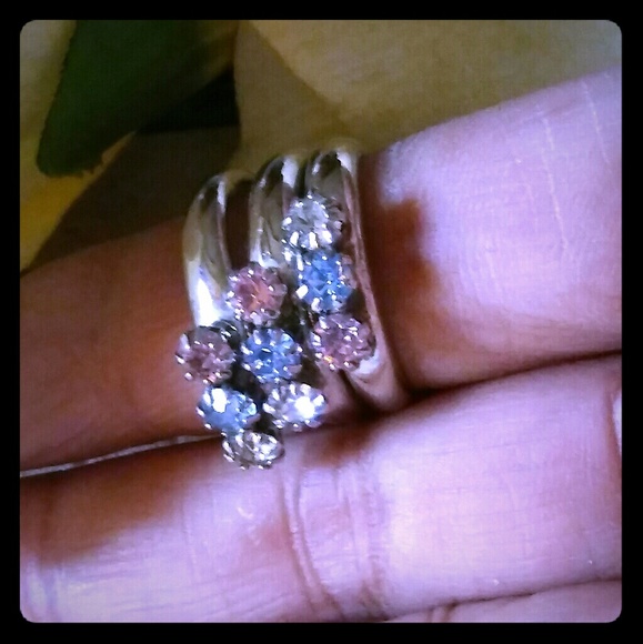 Vintage Three Stone Stack Rings - Picture 2 of 8